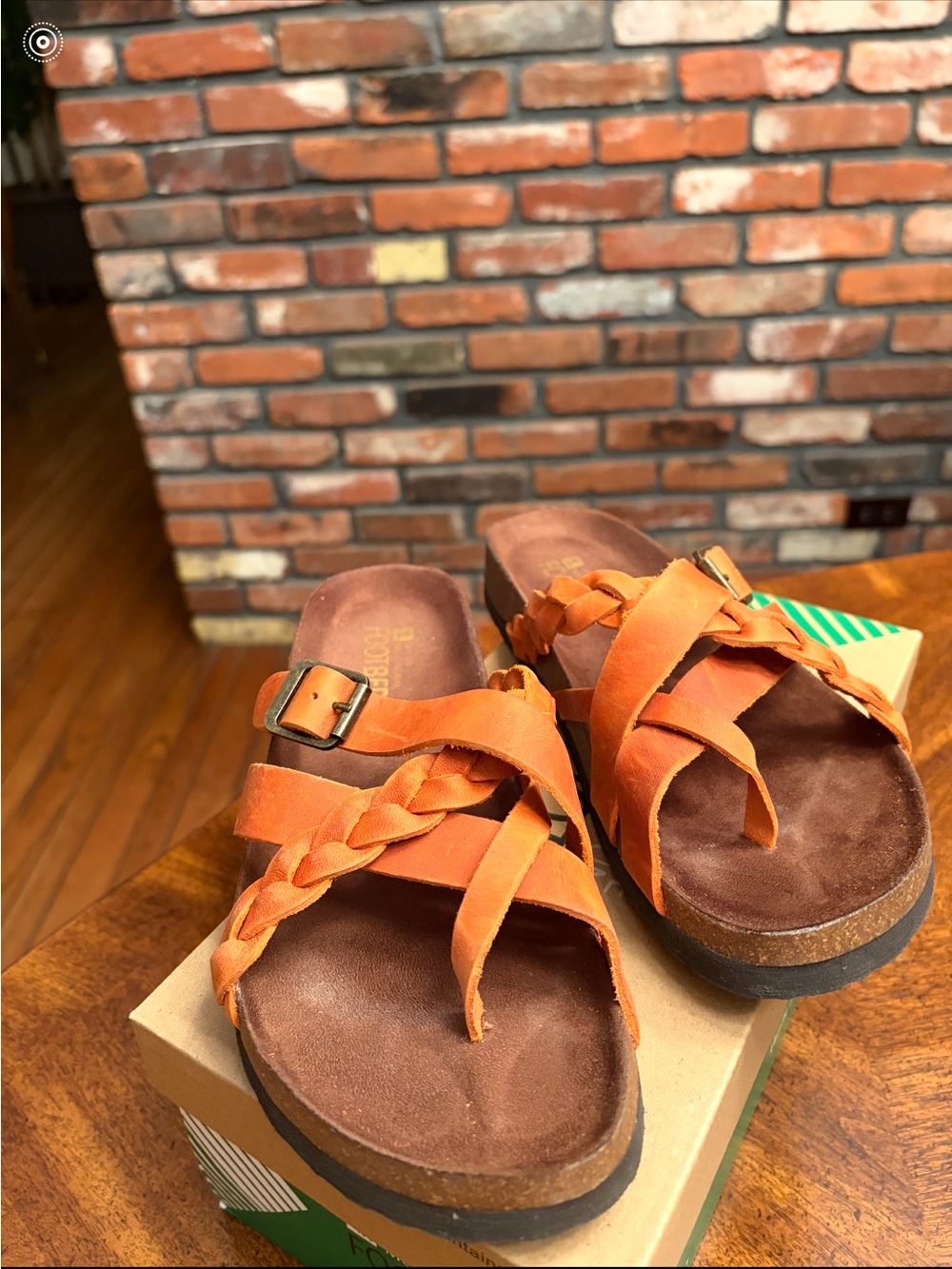 White Mountain Orange Braided Buckle Slide Sandals